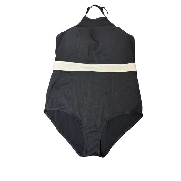 Torrid Vixen Textured Push Up Halter Black & White NWT One Piece Swimsuit 1X - Picture 3 of 11